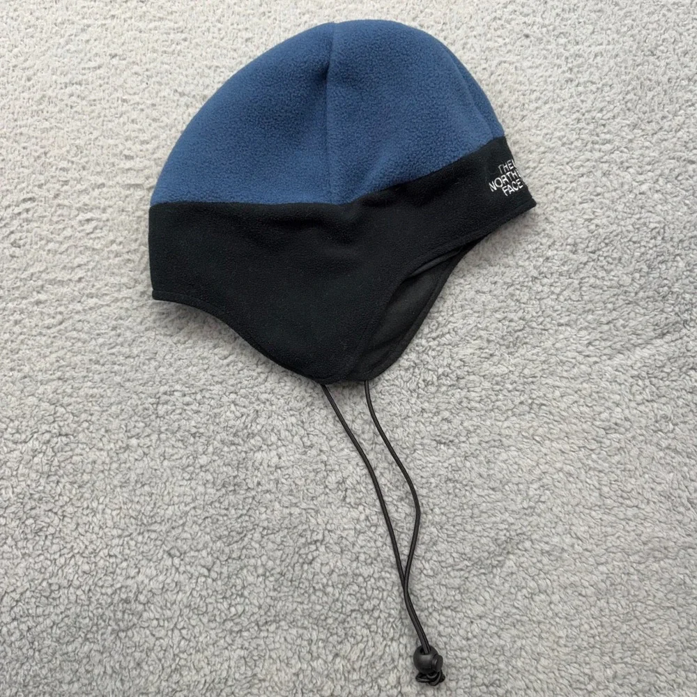 The North Face 89222 Fleece Winter Hat Earflap Windstopper Blue/Black Beanie Cap
